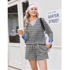 Ekouaer Womens Lounge Sets 2 Piece Long Sleeve Casual Striped Matching Set(Black White Stripe)