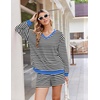 Ekouaer Womens Lounge Sets 2 Piece Long Sleeve Casual Striped Matching Set(Black White Stripe)