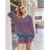 Ekouaer Womens Lounge Sets 2 Piece Long Sleeve Casual Striped Matching Set(Blue Pink Stripe)