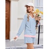 Ekouaer Womens Lounge Sets 2 Piece Long Sleeve Casual Striped Matching Set(Blue White Stripe)
