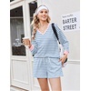 Ekouaer Womens Lounge Sets 2 Piece Long Sleeve Casual Striped Matching Set(Blue White Stripe)
