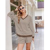 Ekouaer Womens Lounge Sets 2 Piece Long Sleeve Casual Striped Matching Set(Brown White Stripe)
