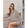 Ekouaer Womens Lounge Sets 2 Piece Long Sleeve Casual Striped Matching Set(Brown White Stripe)
