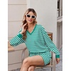 Ekouaer Womens Lounge Sets 2 Piece Long Sleeve Casual Striped Matching Set(Green White Stripe)