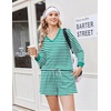 Ekouaer Womens Lounge Sets 2 Piece Long Sleeve Casual Striped Matching Set(Green White Stripe)