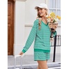 Ekouaer Womens Lounge Sets 2 Piece Long Sleeve Casual Striped Matching Set(Green White Stripe)