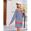 Ekouaer Womens Lounge Sets 2 Piece Long Sleeve Casual Striped Matching Set(Navy White Stripe)