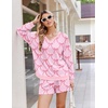 Ekouaer Womens Lounge Sets 2 Piece Long Sleeve Casual Striped Matching Set(Pink Bow)