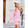 Ekouaer Womens Lounge Sets 2 Piece Long Sleeve Casual Striped Matching Set(Pink Bow)