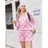 Ekouaer Womens Lounge Sets 2 Piece Long Sleeve Casual Striped Matching Set(Pink Bow)