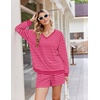 Ekouaer Womens Lounge Sets 2 Piece Long Sleeve Casual Striped Matching Set(Pink Rose Stripe)