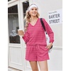 Ekouaer Womens Lounge Sets 2 Piece Long Sleeve Casual Striped Matching Set(Pink Rose Stripe)