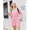 Ekouaer Womens Lounge Sets 2 Piece Long Sleeve Casual Striped Matching Set(Pink White Stripe)