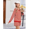 Ekouaer Womens Lounge Sets 2 Piece Long Sleeve Casual Striped Matching Set(Red White Stripe)