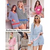 Ekouaer Womens Lounge Sets 2 Piece Long Sleeve Casual Striped Matching Set(Red White Stripe)