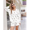 Ekouaer Womens Lounge Sets 2 Piece Long Sleeve Casual Striped Matching Set(White Wine Glass)