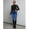 Ekouaer Womens Mock Turtleneck Tops Fitted Long Sleeve Shirts(Black)