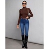 Ekouaer Womens Mock Turtleneck Tops Fitted Long Sleeve Shirts(Chocolate Brown)