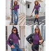 Ekouaer Womens Mock Turtleneck Tops Fitted Long Sleeve Shirts(Deep Purple)