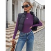 Ekouaer Womens Mock Turtleneck Tops Fitted Long Sleeve Shirts(Deep Purple)