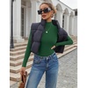 Ekouaer Womens Mock Turtleneck Tops Fitted Long Sleeve Shirts(Green)