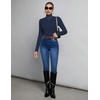 Ekouaer Womens Mock Turtleneck Tops Fitted Long Sleeve Shirts(Navy)
