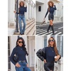 Ekouaer Womens Mock Turtleneck Tops Fitted Long Sleeve Shirts(Navy)