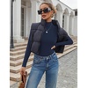 Ekouaer Womens Mock Turtleneck Tops Fitted Long Sleeve Shirts(Navy)