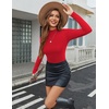 Ekouaer Womens Mock Turtleneck Tops Fitted Long Sleeve Shirts(Red)