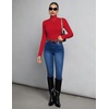 Ekouaer Womens Mock Turtleneck Tops Fitted Long Sleeve Shirts(Red)