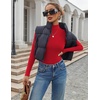 Ekouaer Womens Mock Turtleneck Tops Fitted Long Sleeve Shirts(Red)