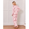 Ekouaer Womens Pajama Sets 2 Piece Striped Loungewear Soft Matching Pjs(Christmas Pink Candy Cane)