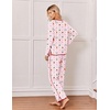 Ekouaer Womens Pajama Sets 2 Piece Striped Loungewear Soft Matching Pjs(Christmas Pink Wreath)