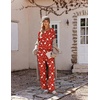 Ekouaer Womens Pajama Sets 2 Piece Striped Loungewear Soft Matching Pjs(Christmas Red Tree)