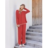 Ekouaer Womens Pajama Sets 2 Piece Striped Loungewear Soft Matching Pjs(Solid Christmas Red)