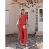 Ekouaer Womens Pajama Sets 2 Piece Striped Loungewear Soft Matching Pjs(Solid Christmas Red)
