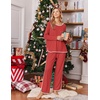 Ekouaer Womens Pajama Sets 2 Piece Striped Loungewear Soft Matching Pjs(Solid Christmas Red)