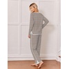 Ekouaer Womens Pajama Sets 2 Piece Striped Loungewear Soft Matching Pjs(Stripe Brown&white)
