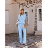 Ekouaer Womens Pajama Sets 2 Piece Striped Loungewear Soft Matching Pjs(Stripe Clear Blue&white)