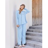 Ekouaer Womens Pajama Sets 2 Piece Striped Loungewear Soft Matching Pjs(Stripe Clear Blue&white)