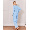 Ekouaer Womens Pajama Sets 2 Piece Striped Loungewear Soft Matching Pjs(Stripe Clear Blue&white)