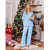Ekouaer Womens Pajama Sets 2 Piece Striped Loungewear Soft Matching Pjs(Stripe Clear Blue&white)