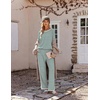 Ekouaer Womens Pajama Sets 2 Piece Striped Loungewear Soft Matching Pjs(Stripe Green&white)