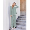 Ekouaer Womens Pajama Sets 2 Piece Striped Loungewear Soft Matching Pjs(Stripe Green&white)