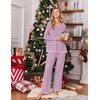 Ekouaer Womens Pajama Sets 2 Piece Striped Loungewear Soft Matching Pjs(Stripe Hot Pink&white)