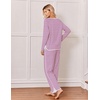 Ekouaer Womens Pajama Sets 2 Piece Striped Loungewear Soft Matching Pjs(Stripe Hot Pink&white)
