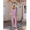 Ekouaer Womens Pajama Sets 2 Piece Striped Loungewear Soft Matching Pjs(Stripe Hot Pink&white)