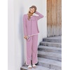 Ekouaer Womens Pajama Sets 2 Piece Striped Loungewear Soft Matching Pjs(Stripe Hot Pink&white)