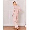 Ekouaer Womens Pajama Sets 2 Piece Striped Loungewear Soft Matching Pjs(Stripe Light Pink&white)