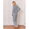 Ekouaer Womens Pajama Sets 2 Piece Striped Loungewear Soft Matching Pjs(Stripe Navy&white)